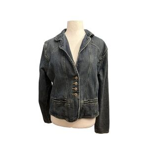 Women’s French Cuff Jean jacket decorative buttons size large